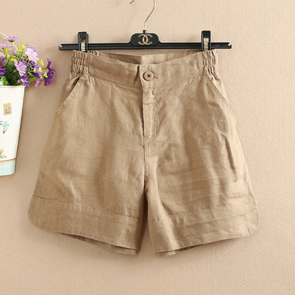Linen shorts,Women's Korean version of the new loose pants 2024 summer fashion three-quarter wide-leg pants