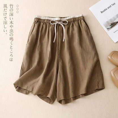 Cotton Linen Shorts Loose Fit Fashion Summer 2024 New For Women