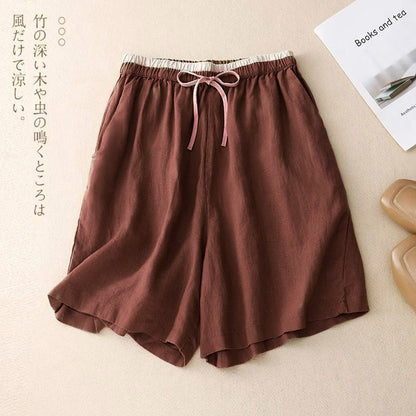 Cotton Linen Shorts Loose Fit Fashion Summer 2024 New For Women
